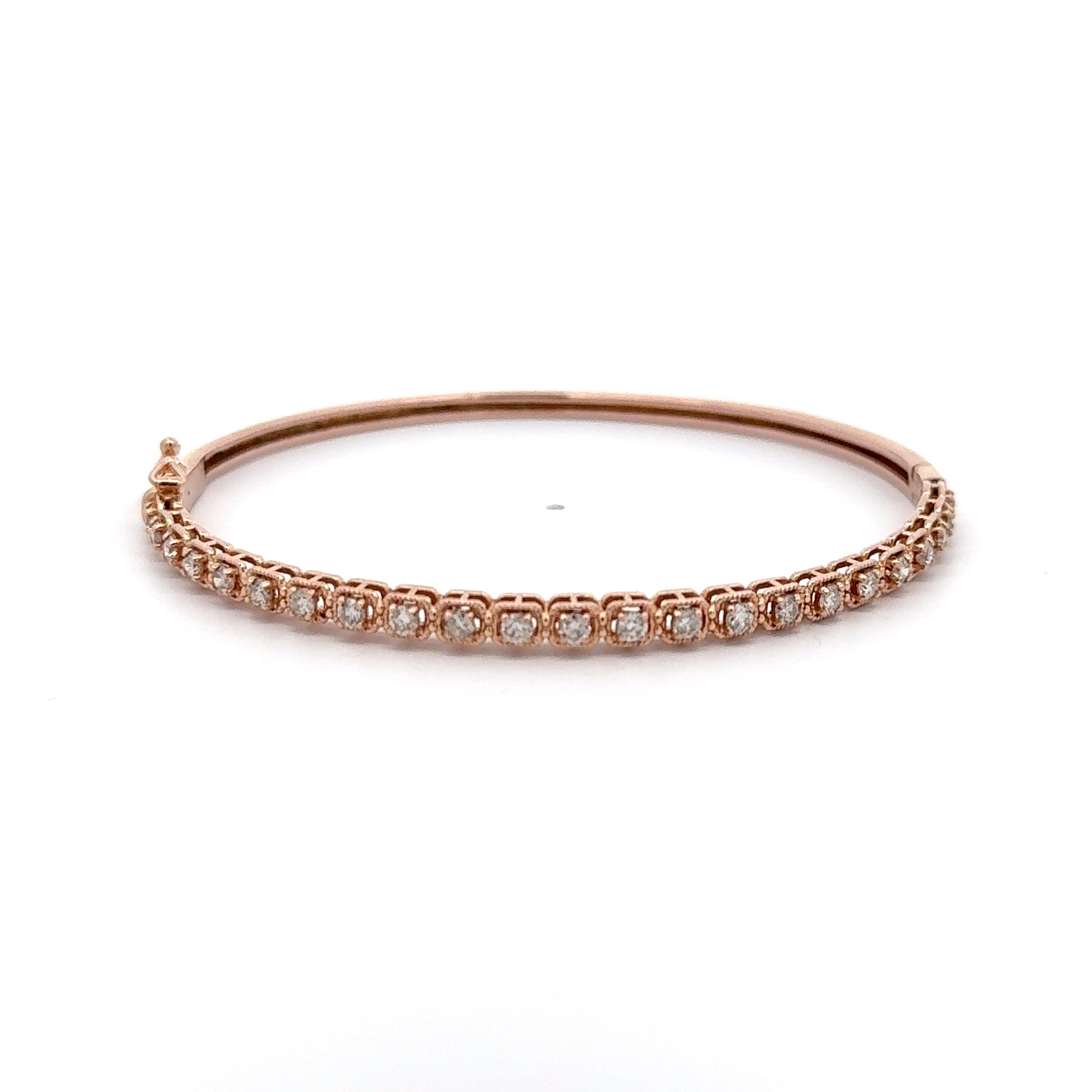 14 KARAT ROSE GOLD AND DIAMOND HINGED BRACELET