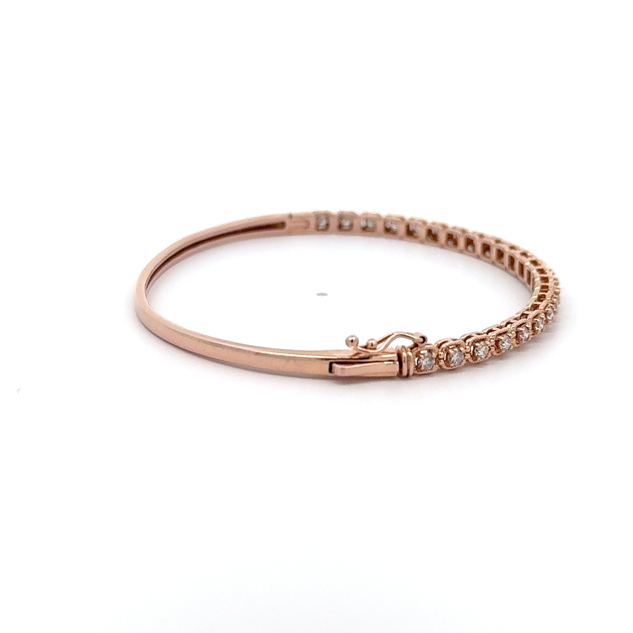 14 KARAT ROSE GOLD AND DIAMOND HINGED BRACELET