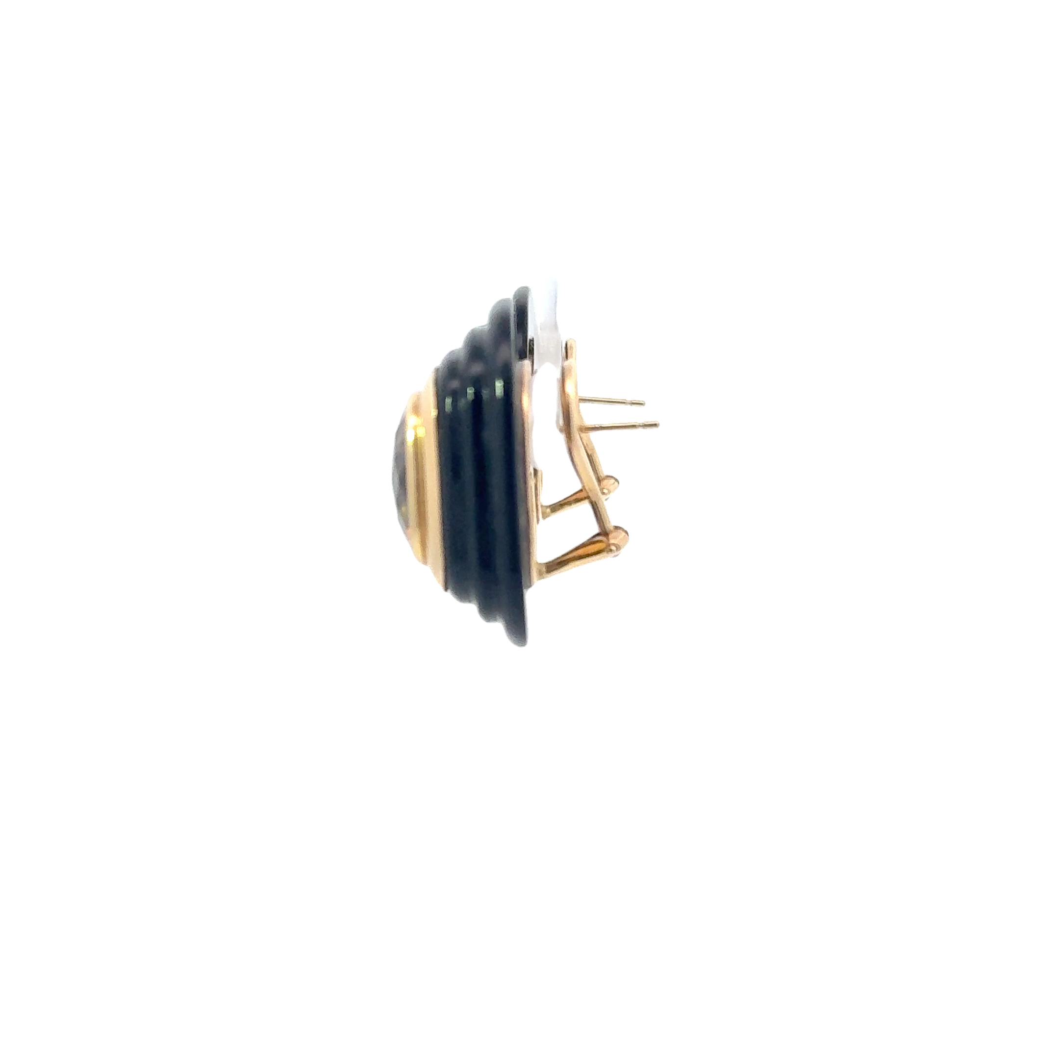 VINTAGE 14KT GOLD CITRINE & ONYX SQUARE EARRINGS
