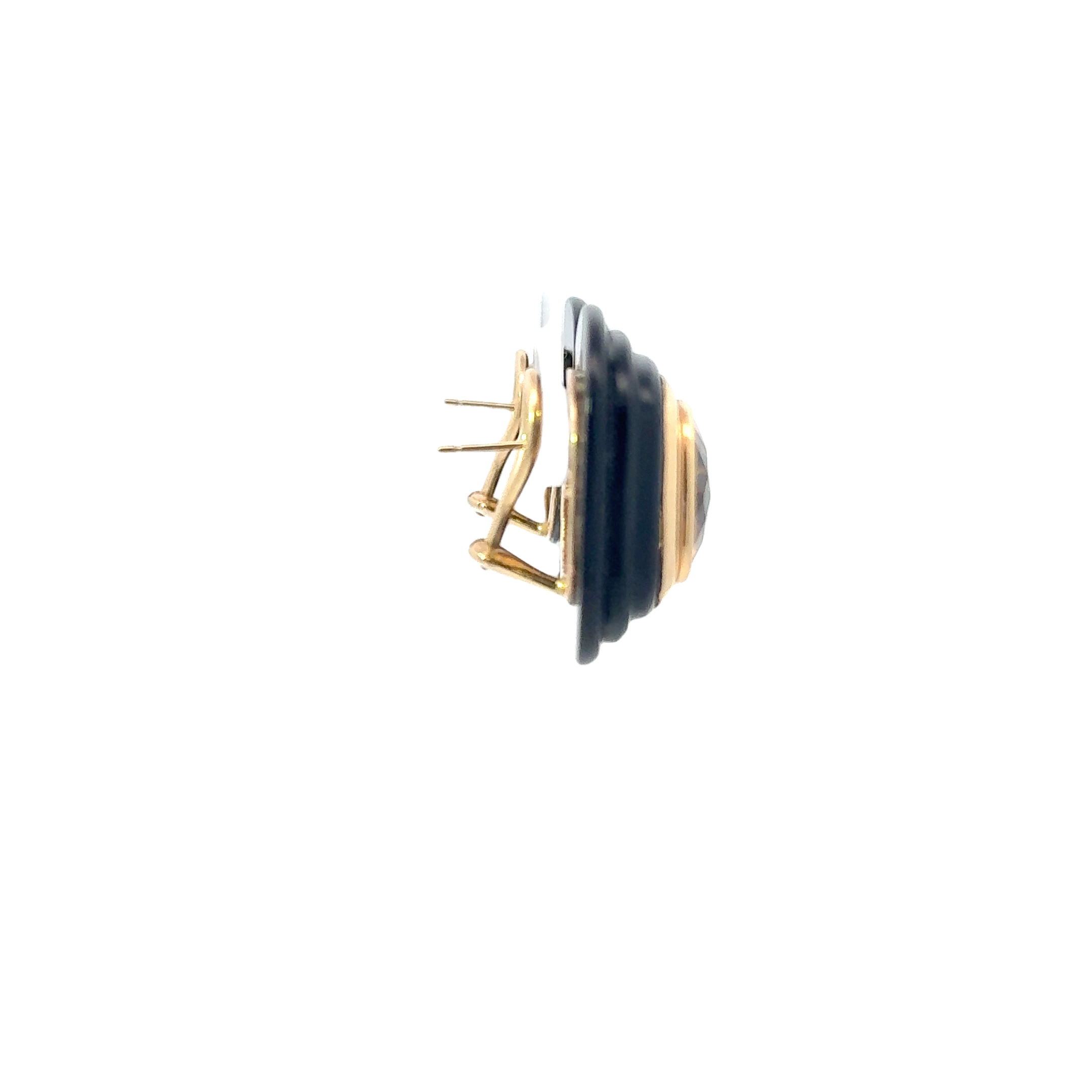 VINTAGE 14KT GOLD CITRINE & ONYX SQUARE EARRINGS