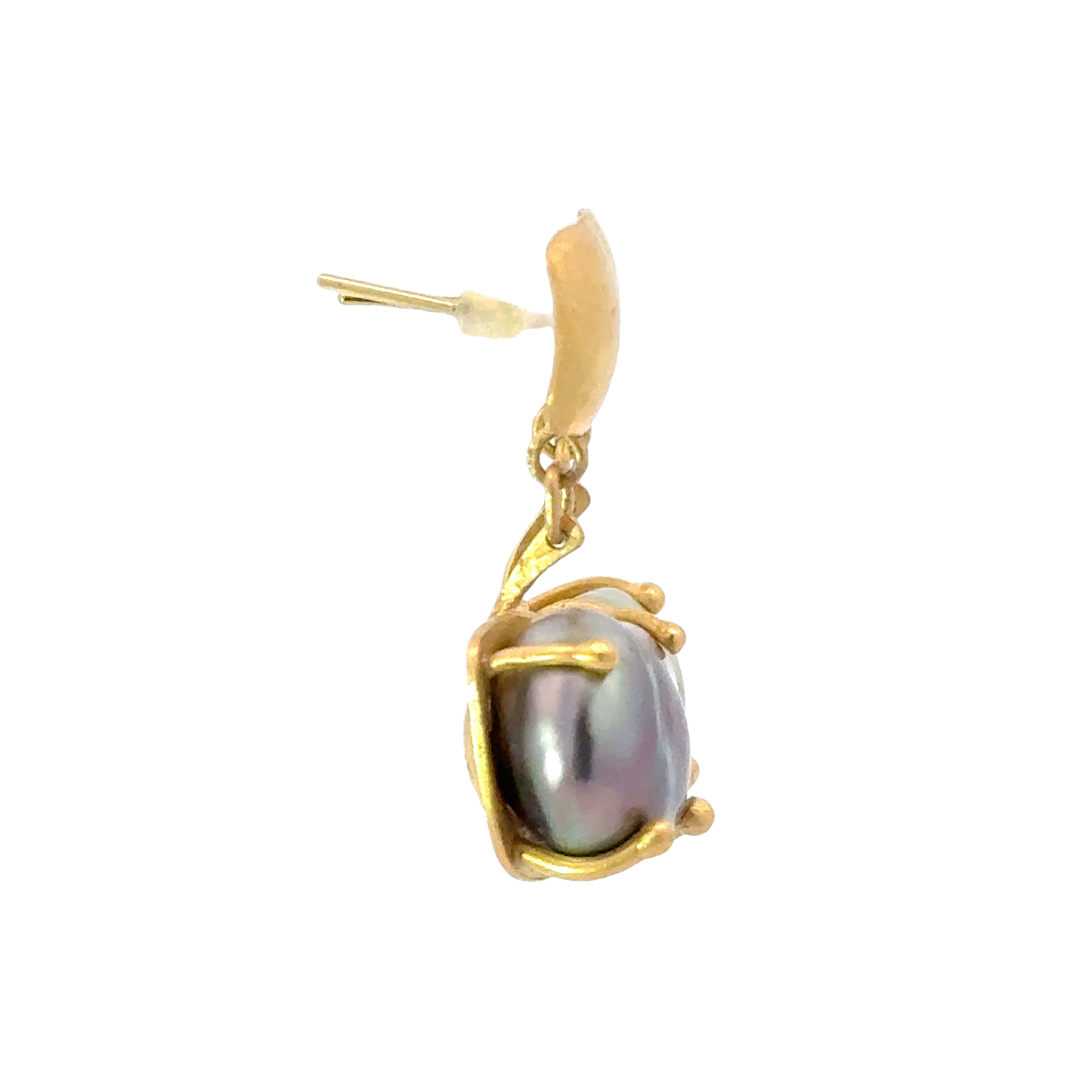 ESTATE 22 KARAT YELLOW GOLD AND CULTURED PEARL EARRINGS