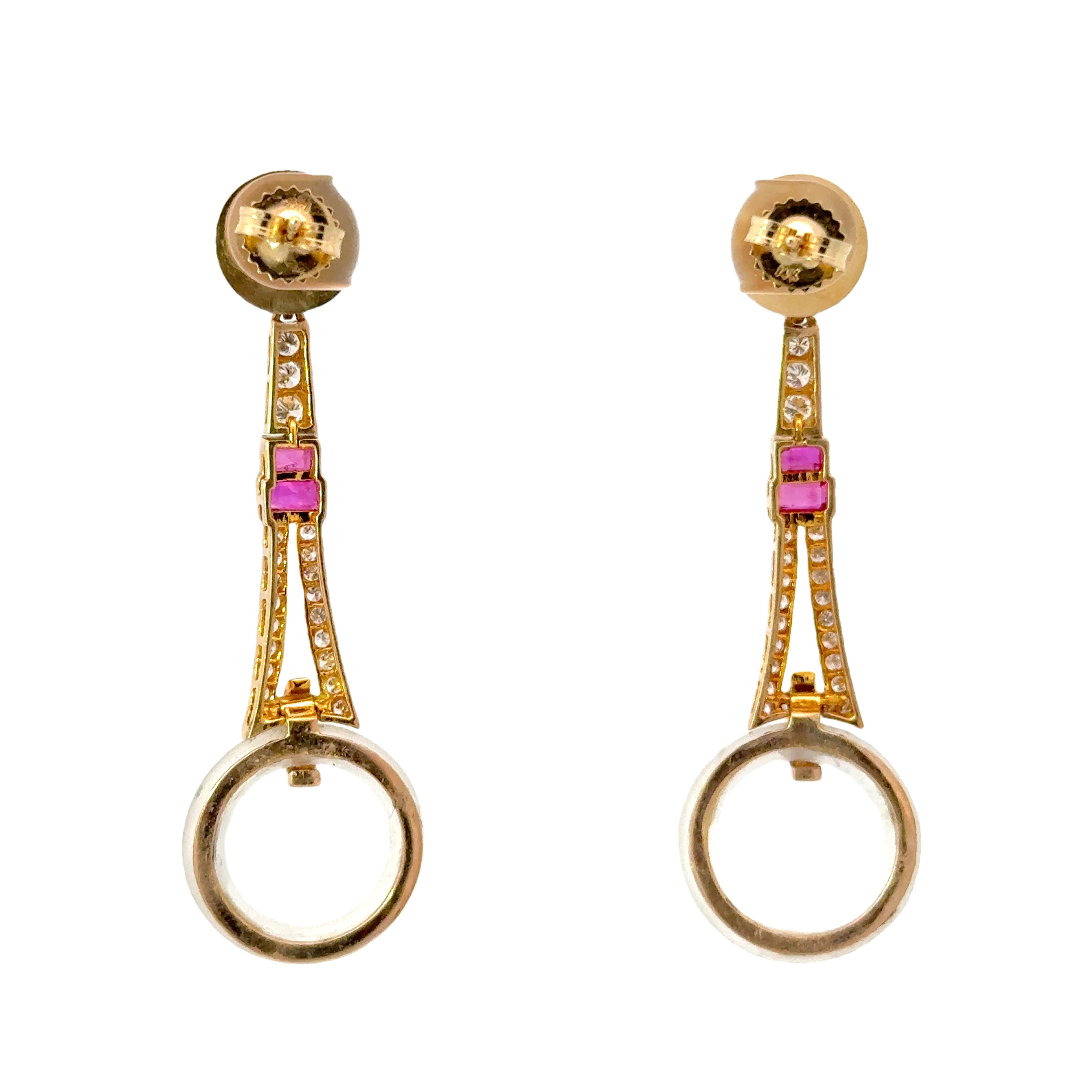 18 KARAT DIAMOND AND RUBY EARRINGS