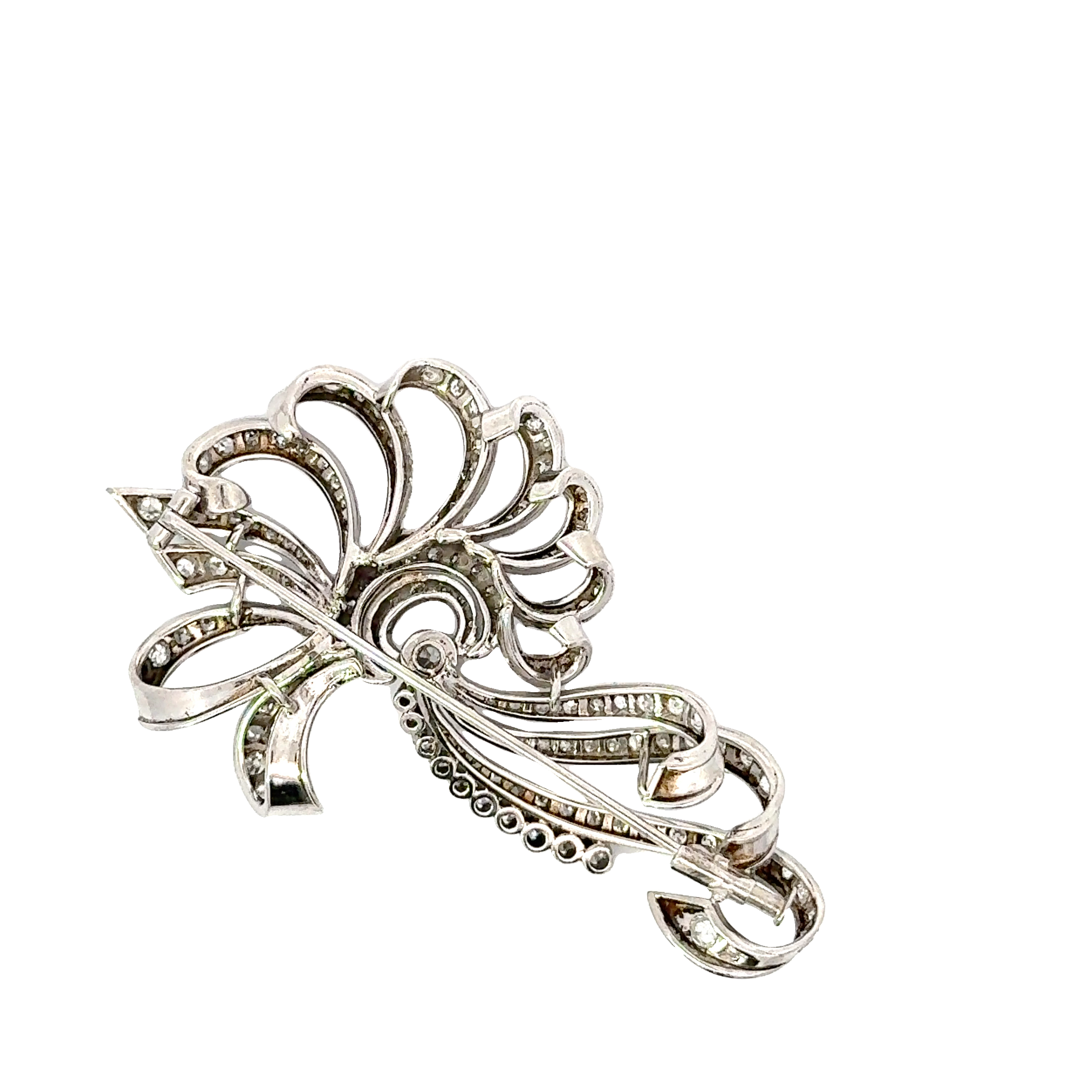 PLATINUM AND DIAMOND RETRO SPRAY BROOCH