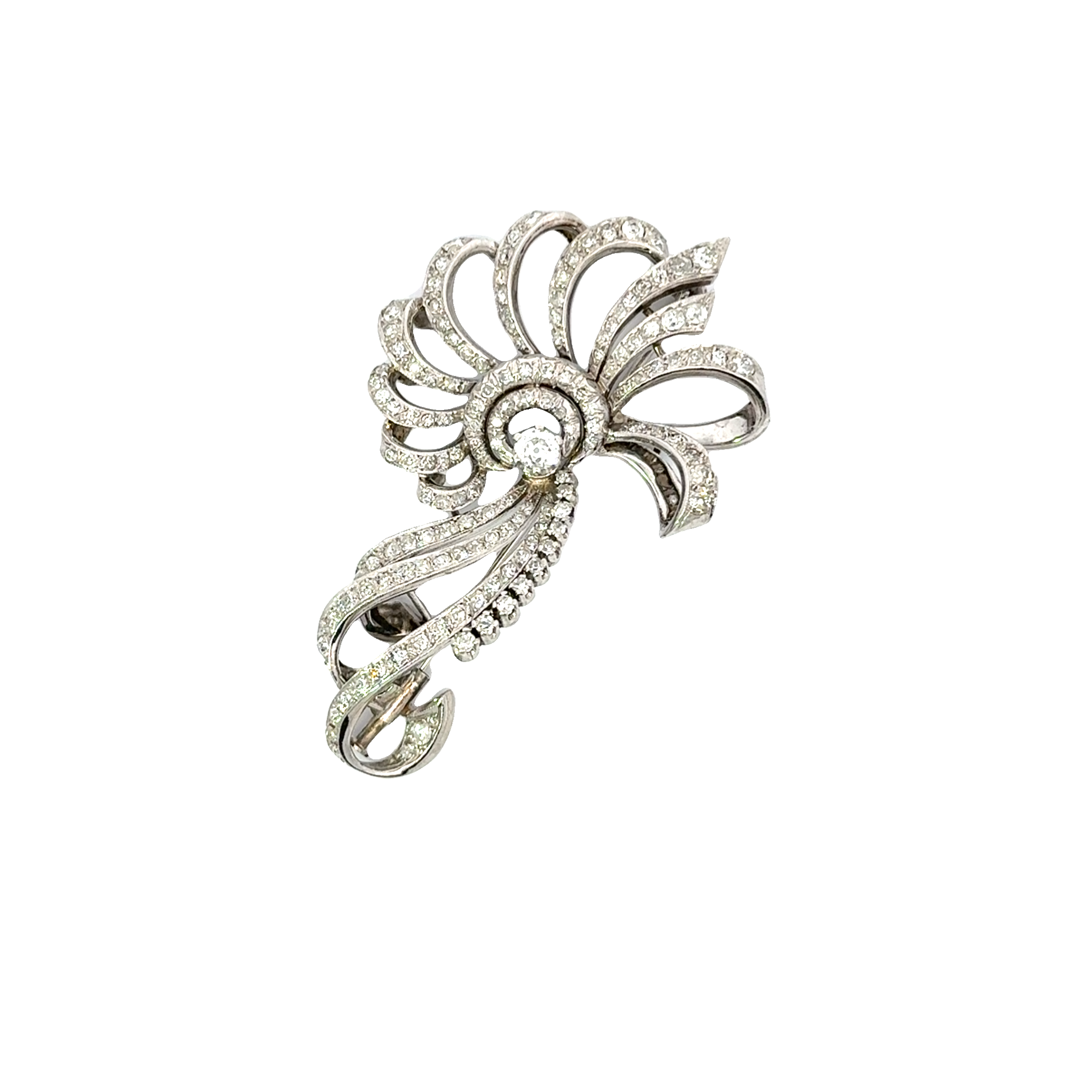 PLATINUM AND DIAMOND RETRO SPRAY BROOCH