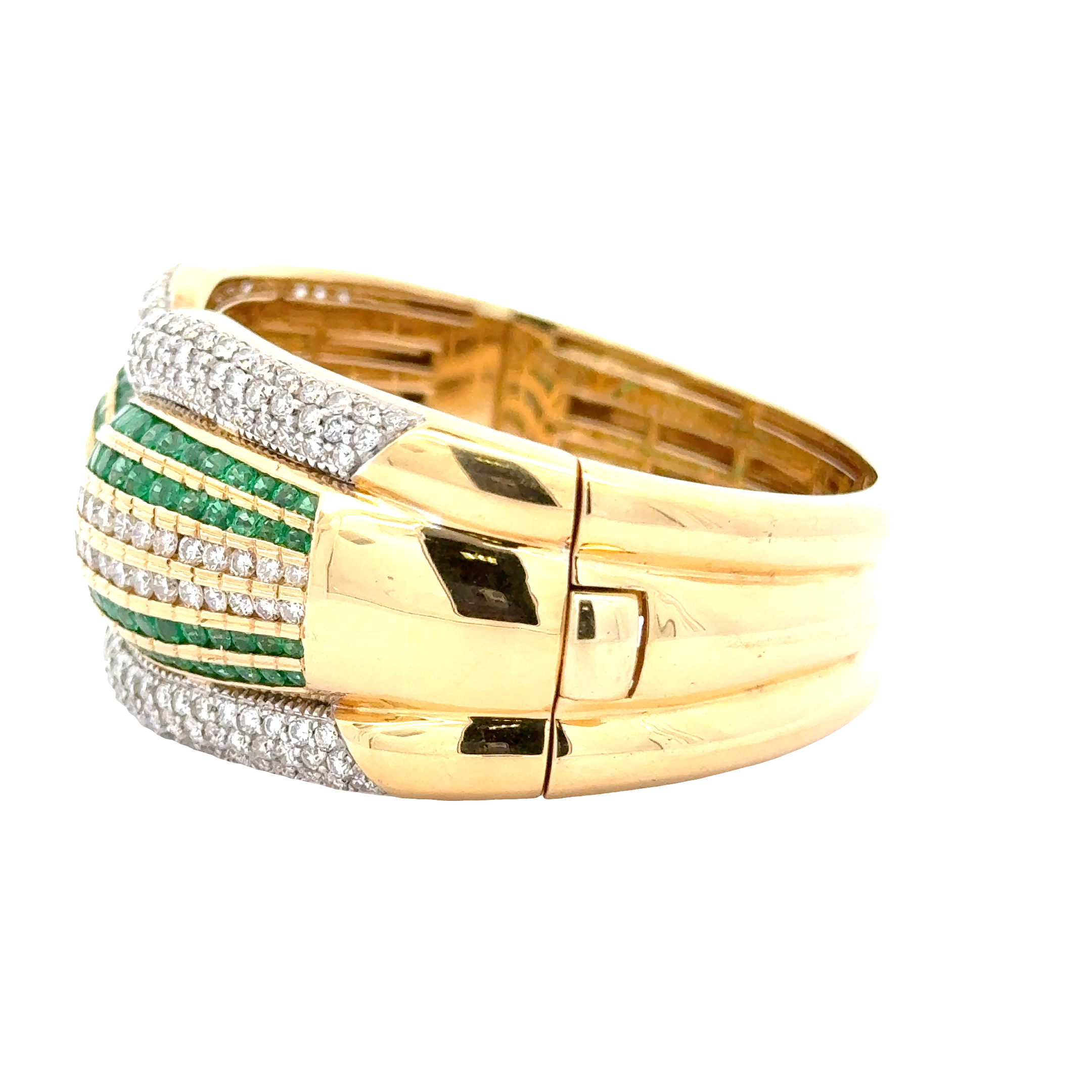 18 KARAT YELLOW GOLD DIAMOND AND EMERALD BRACELET