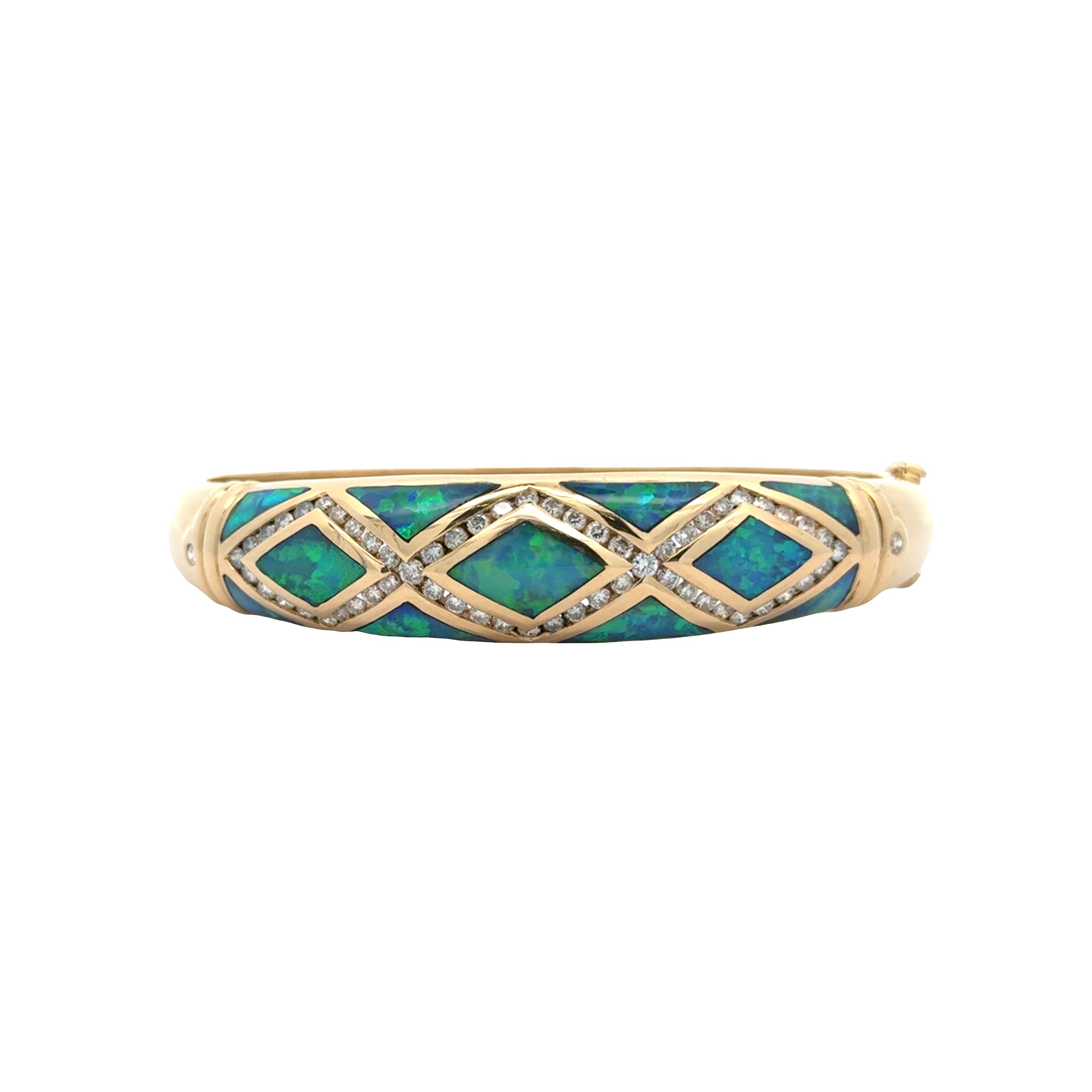 14 KARAT GOLD OPAL AND DIAMOND BRACELET