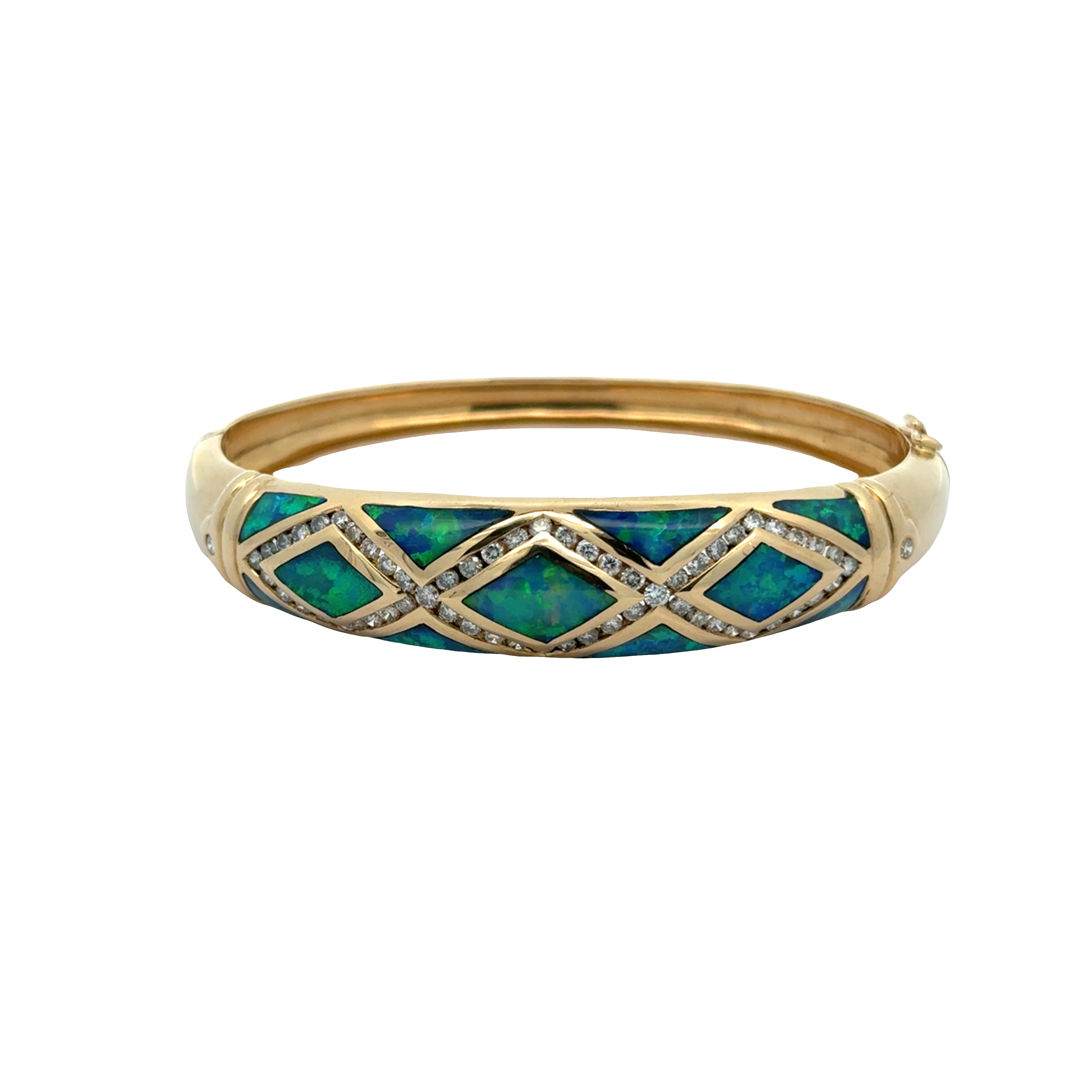 14 KARAT GOLD OPAL AND DIAMOND BRACELET