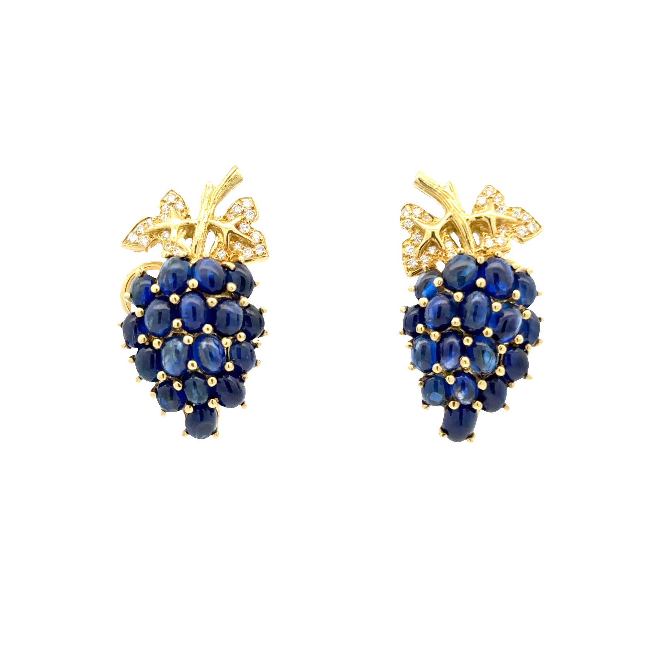 TIFFANY & CO. 18 KARAT YELLOW GOLD SAPPHIRE AND DIAMOND EARRINGS