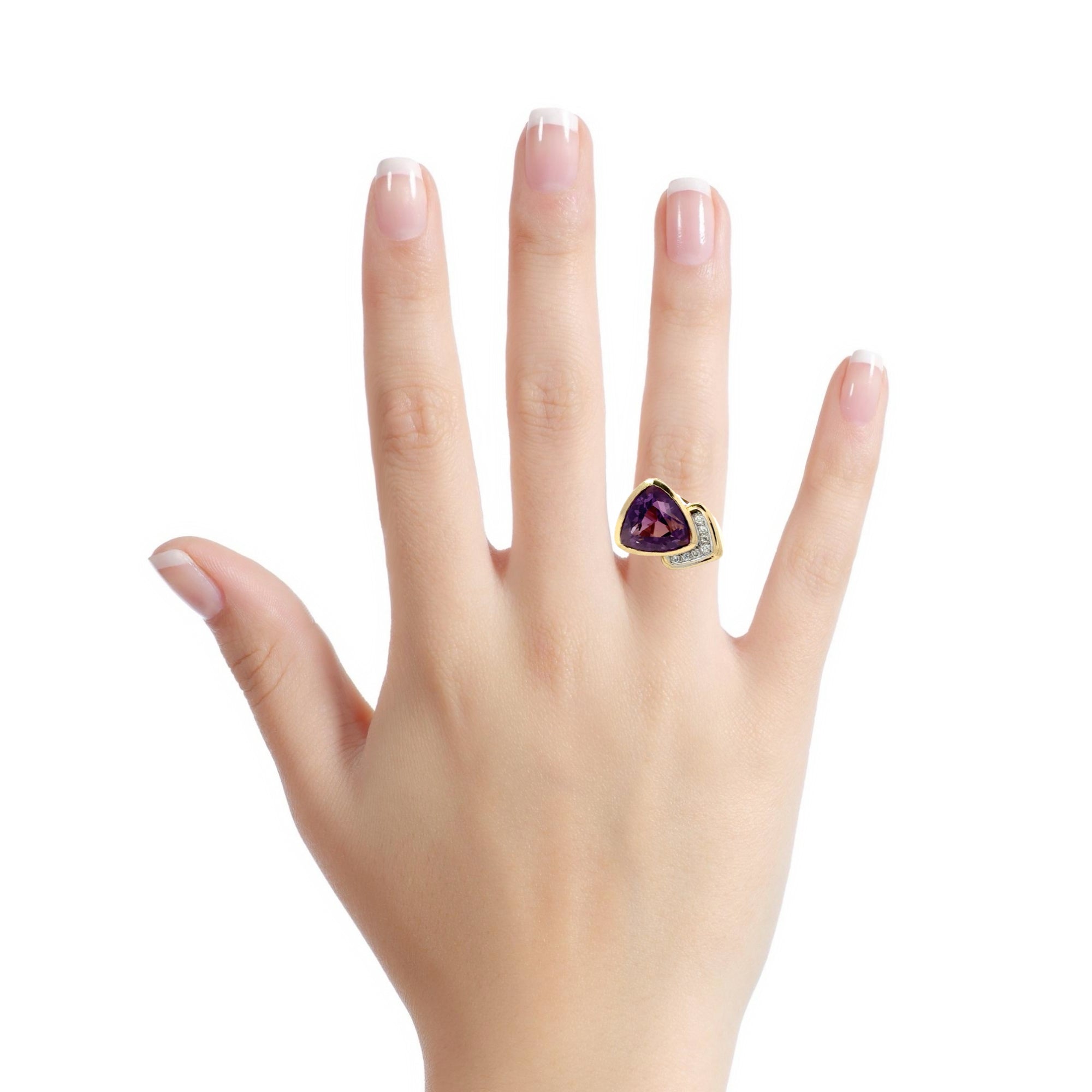 Estate 14 Karat Gold Amethyst and Diamond Ring