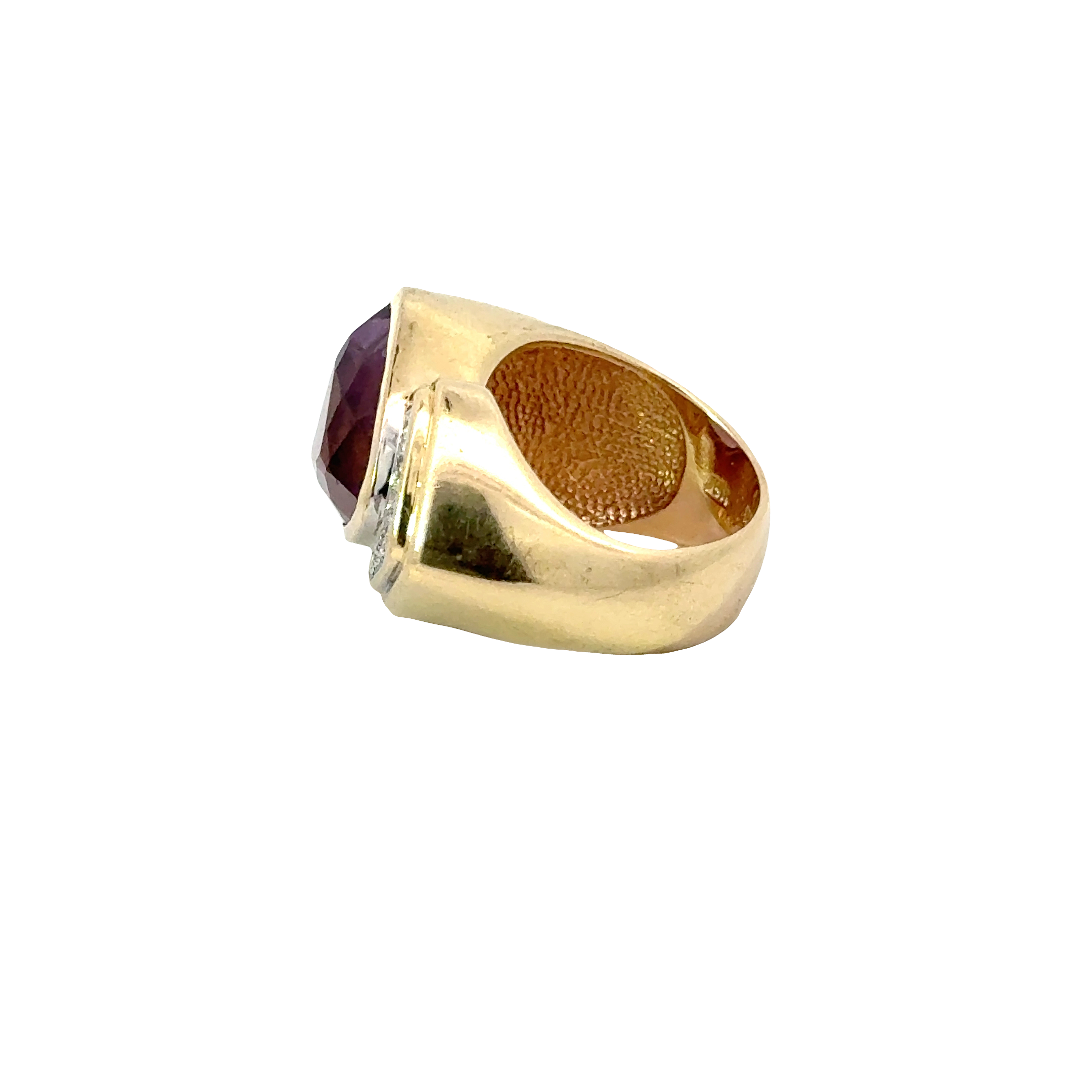 Estate 14 Karat Gold Amethyst and Diamond Ring