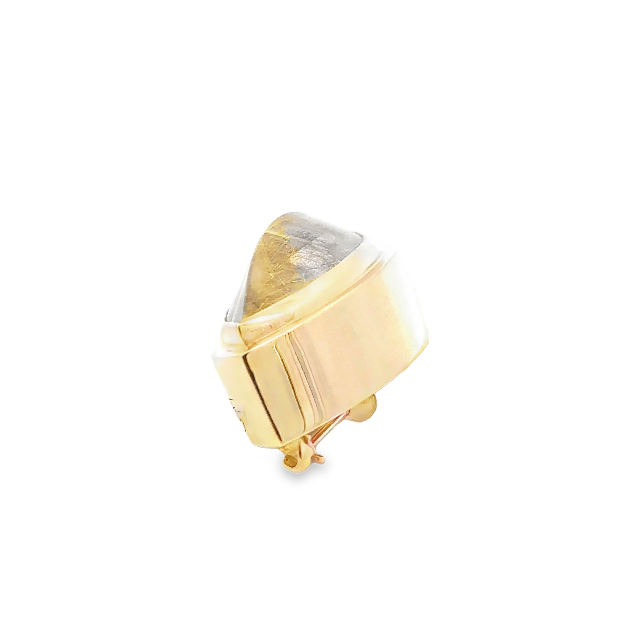 ESTATE 14 KARAT YELLOW GOLD RUTILATED QUARTZ BROOCH