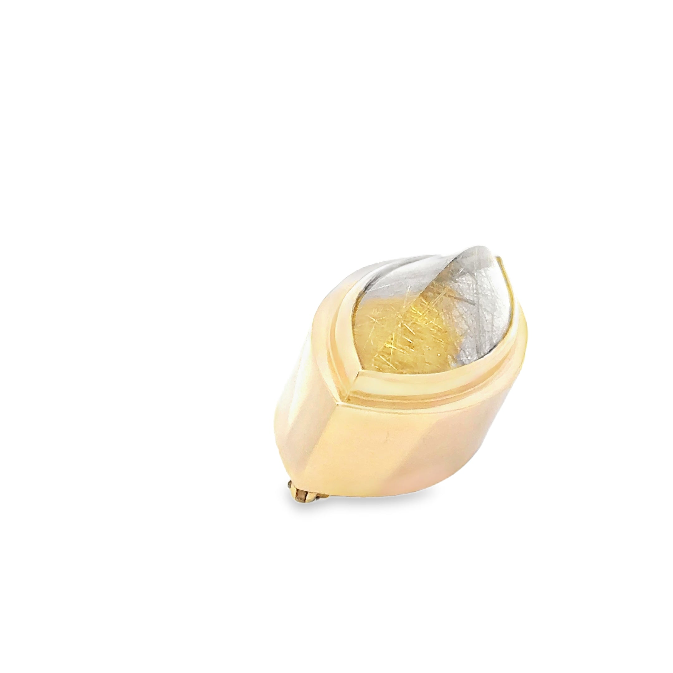ESTATE 14 KARAT YELLOW GOLD RUTILATED QUARTZ BROOCH