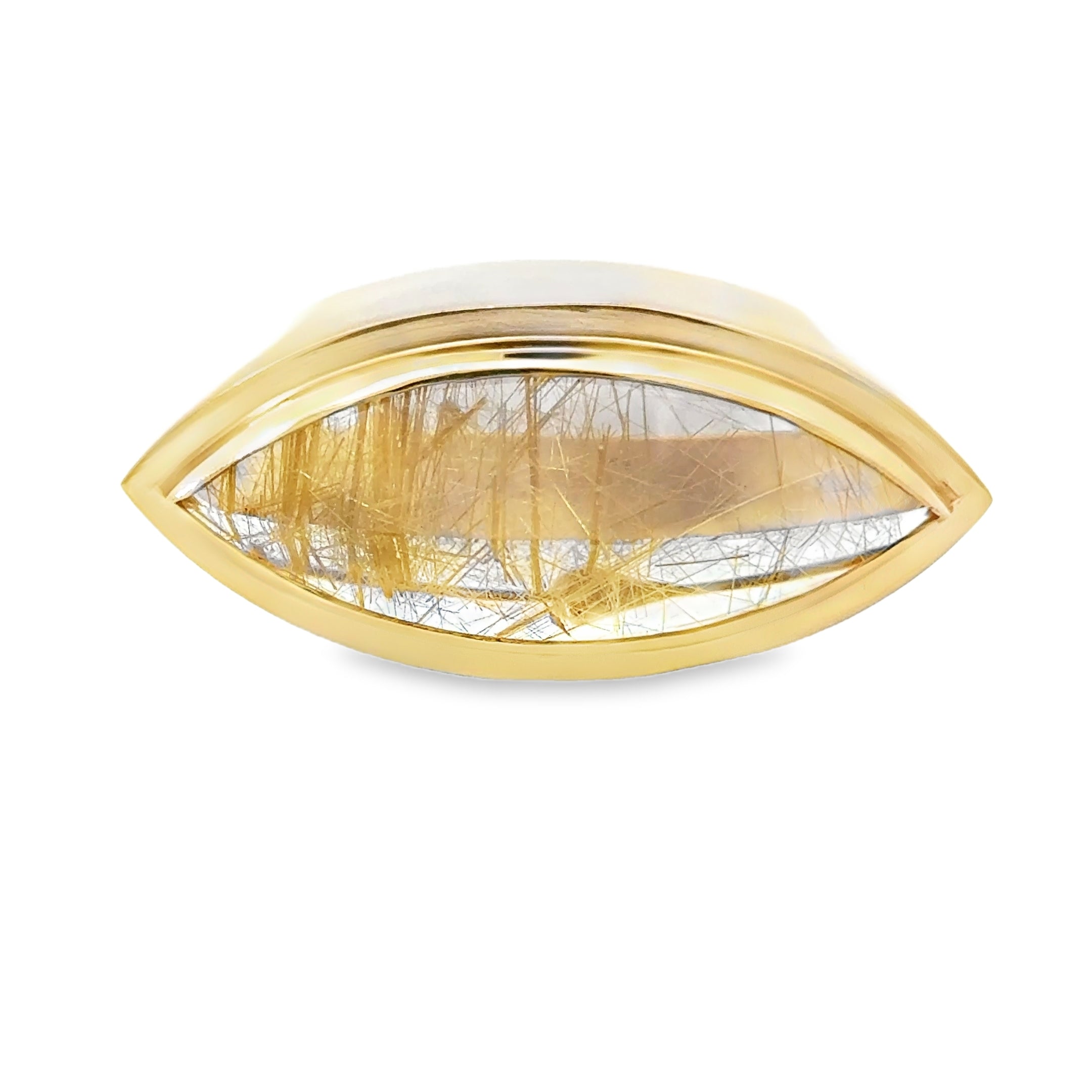 ESTATE 14 KARAT YELLOW GOLD RUTILATED QUARTZ BROOCH