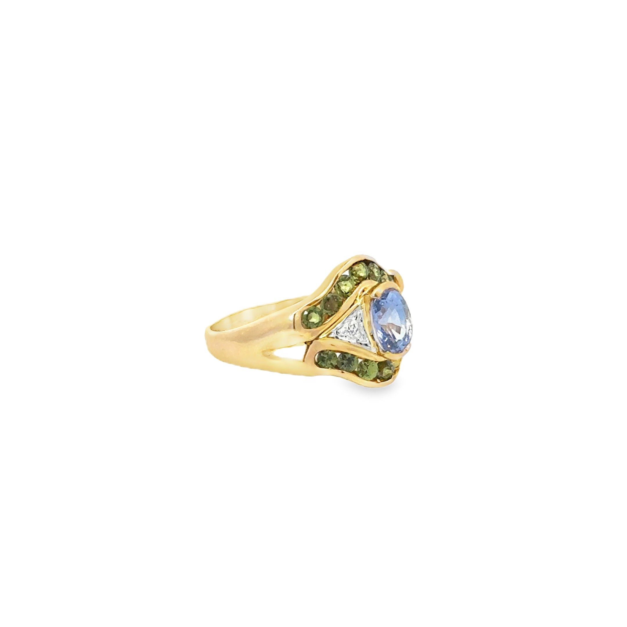 14 KARAT SAPPHIRE AND DIAMOND RING YELLOW GOLD RING
