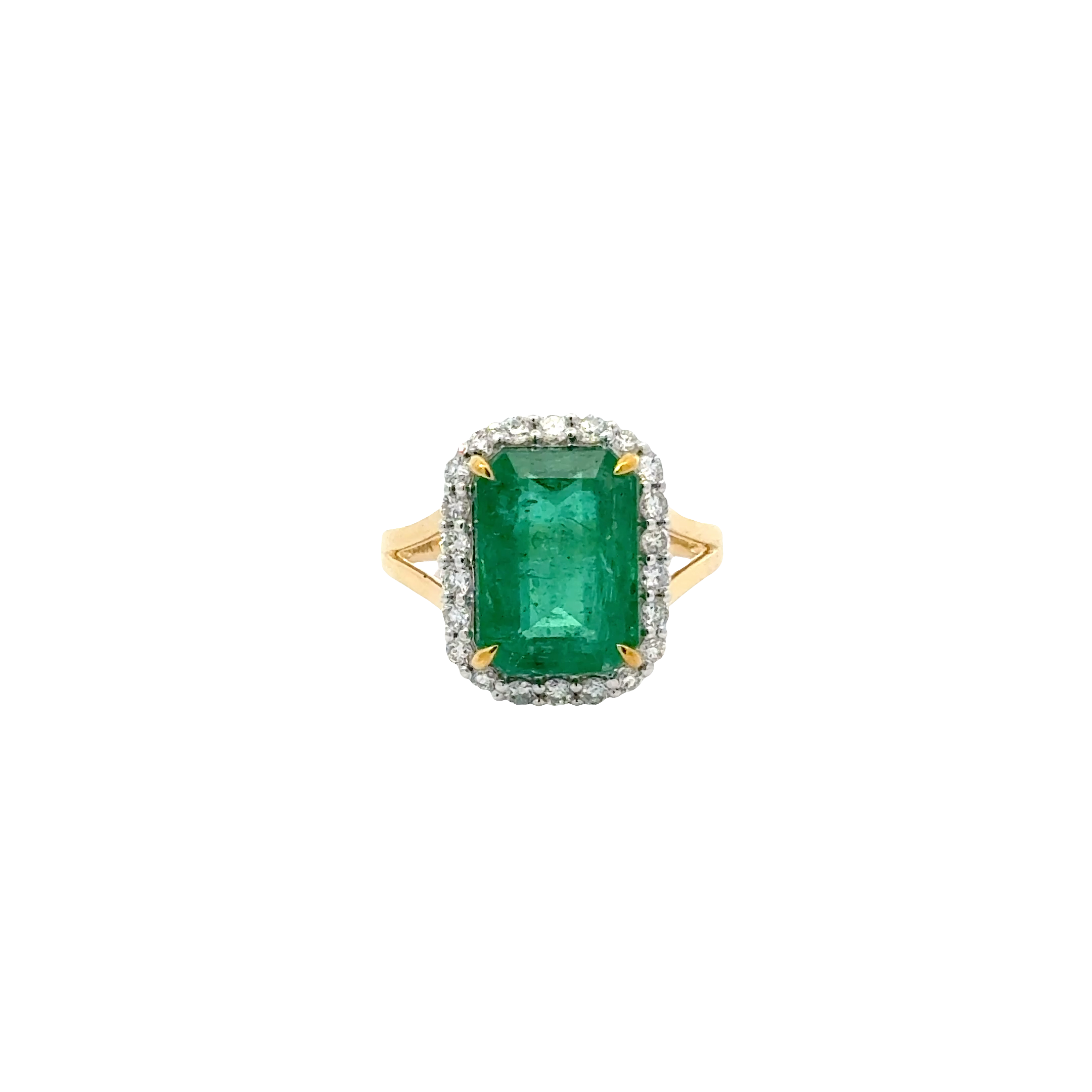 18 KARAT EMERALD AND DIAMOND RING