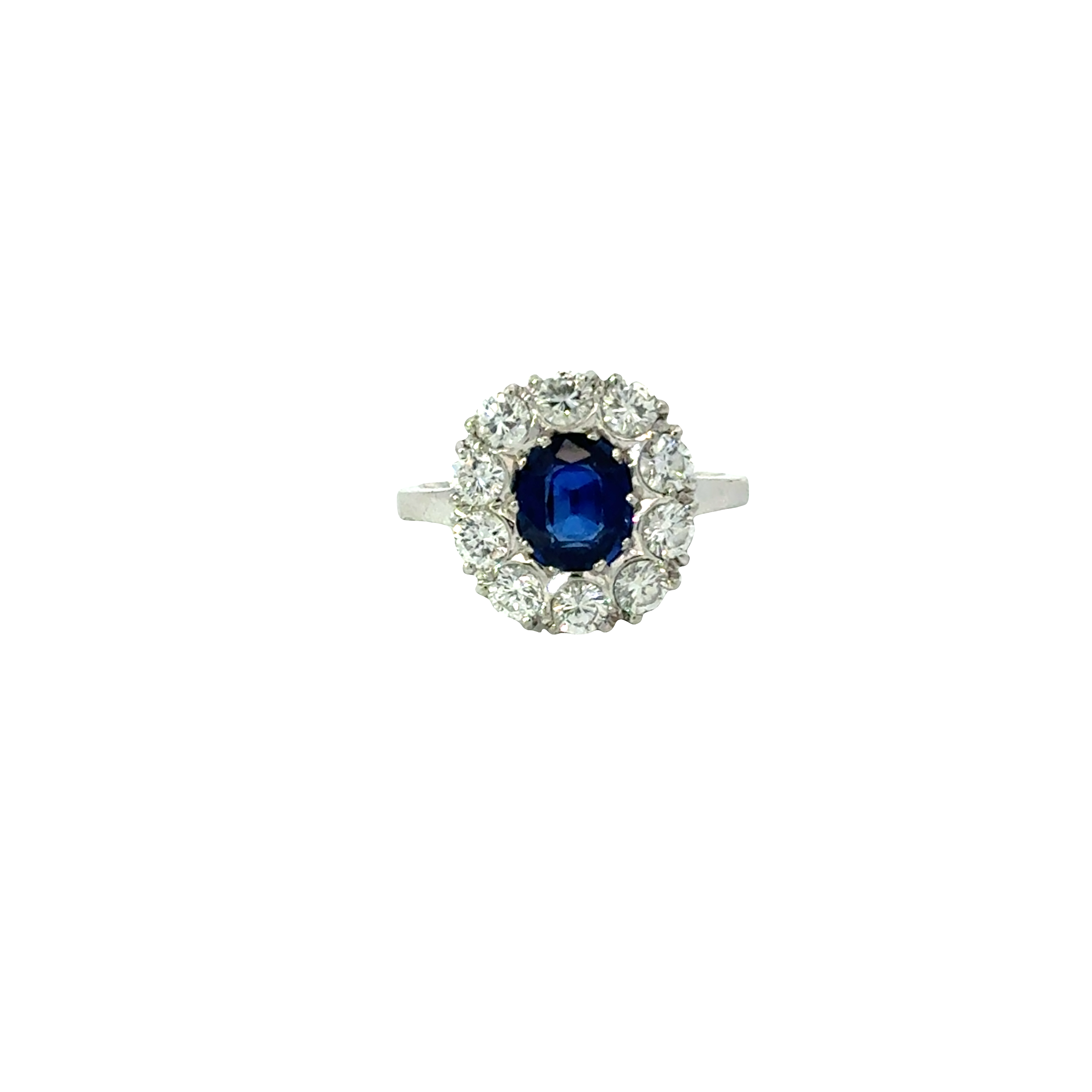 2.25 CARAT SAPPHIRE AND DIAMOND PLATINUM RING