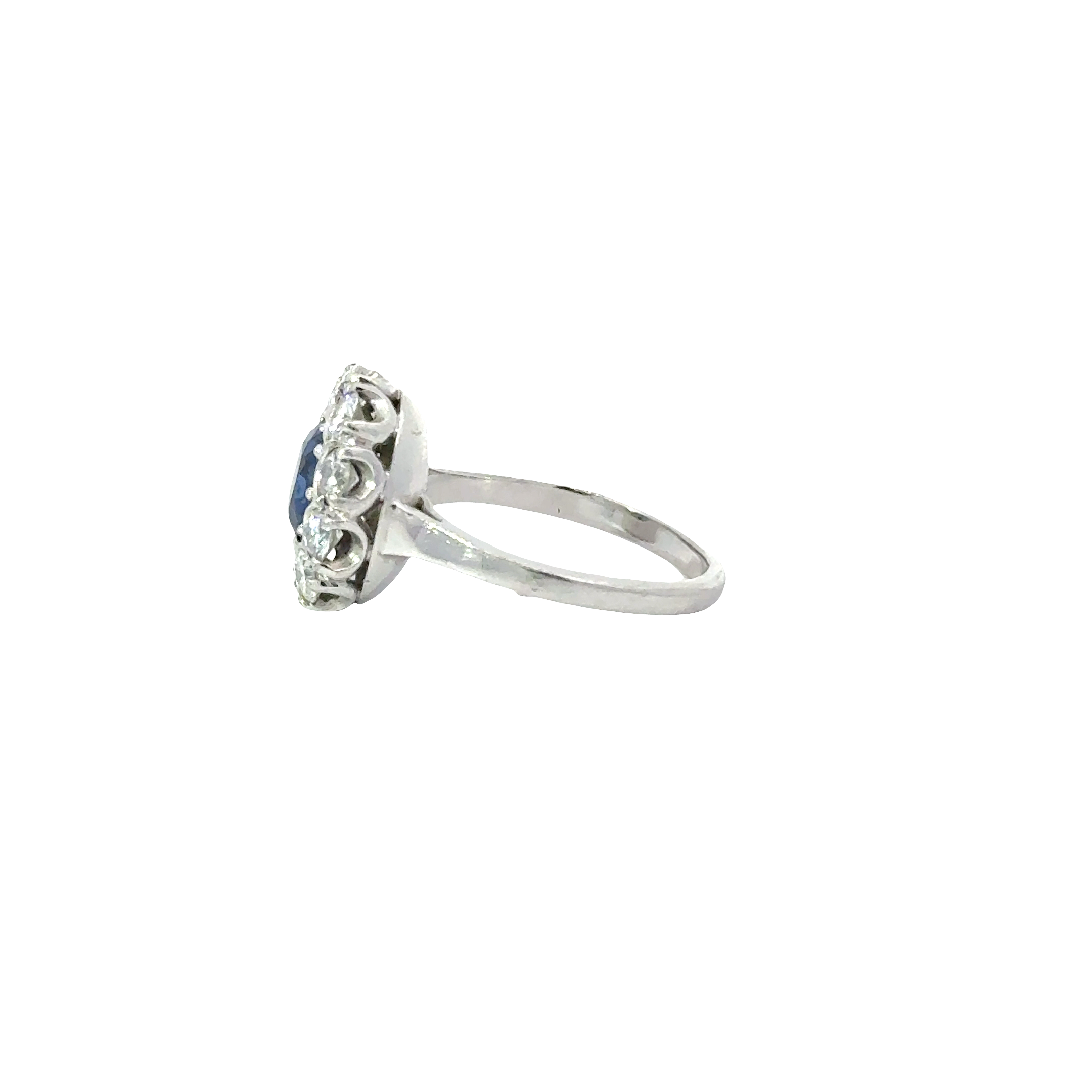 2.25 CARAT SAPPHIRE AND DIAMOND PLATINUM RING