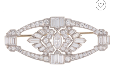 PLATINUM AND DIAMOND RETRO BROOCH