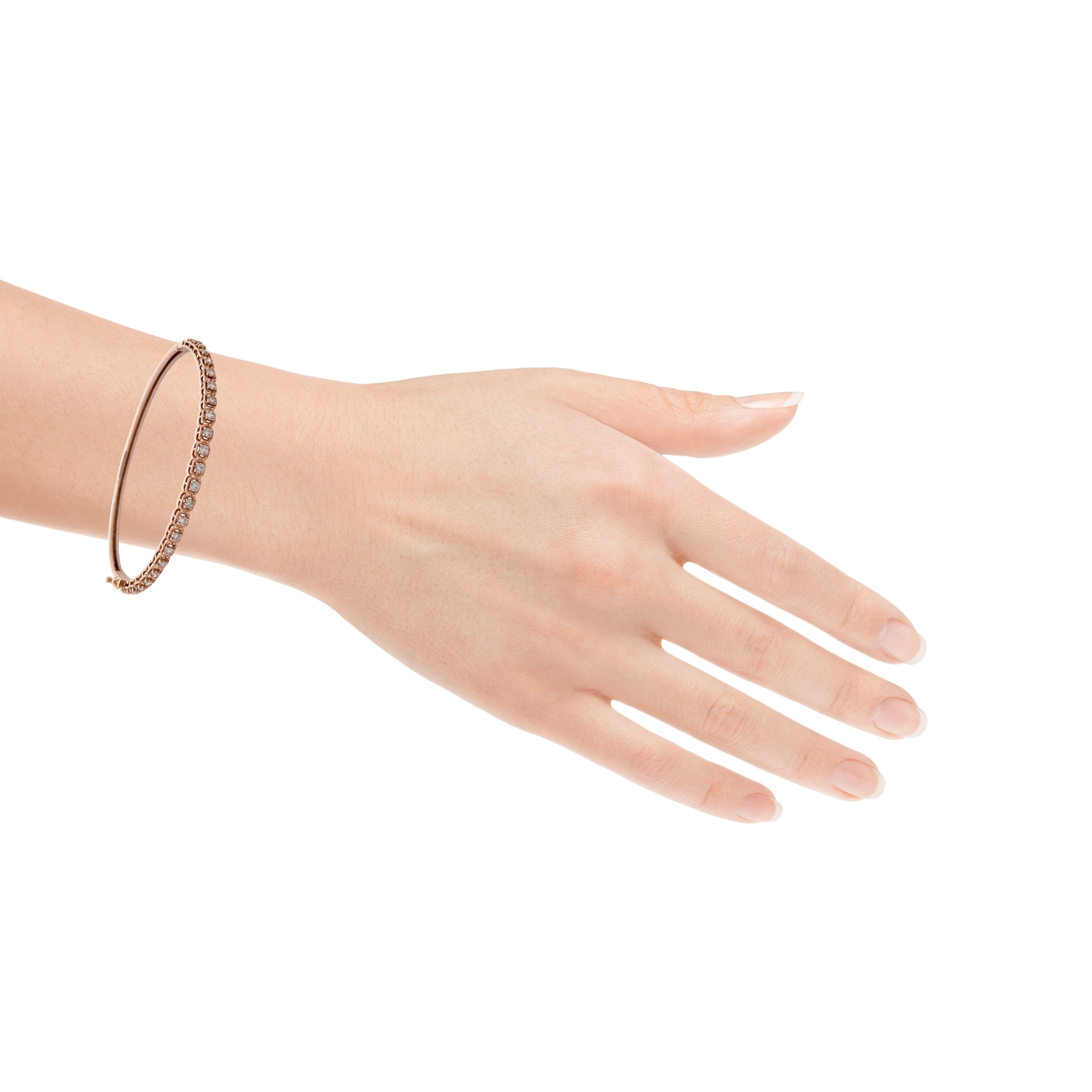 14 KARAT ROSE GOLD AND DIAMOND HINGED BRACELET