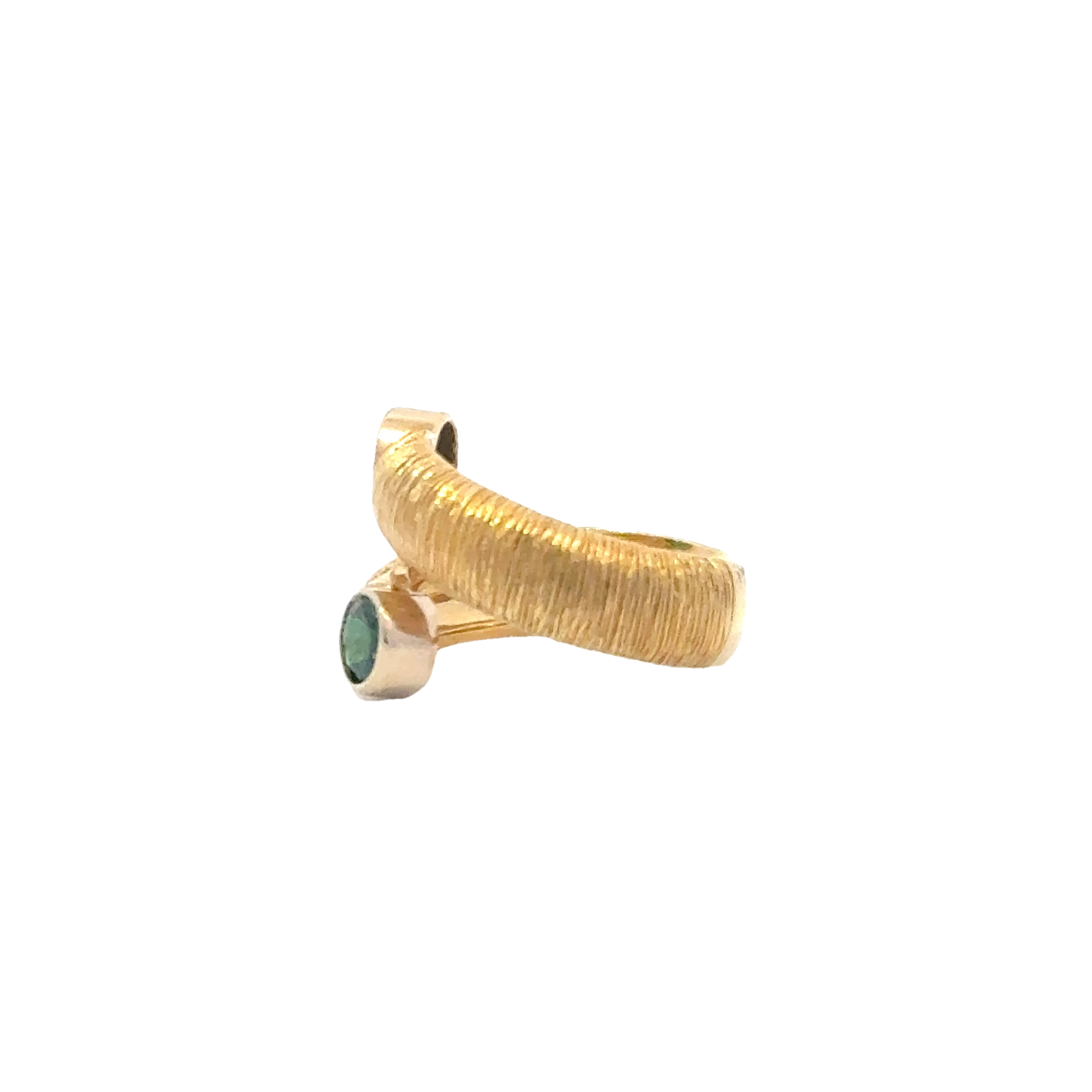 18 KARAT BYPASS TSAVORITE AND DIAMOND RING