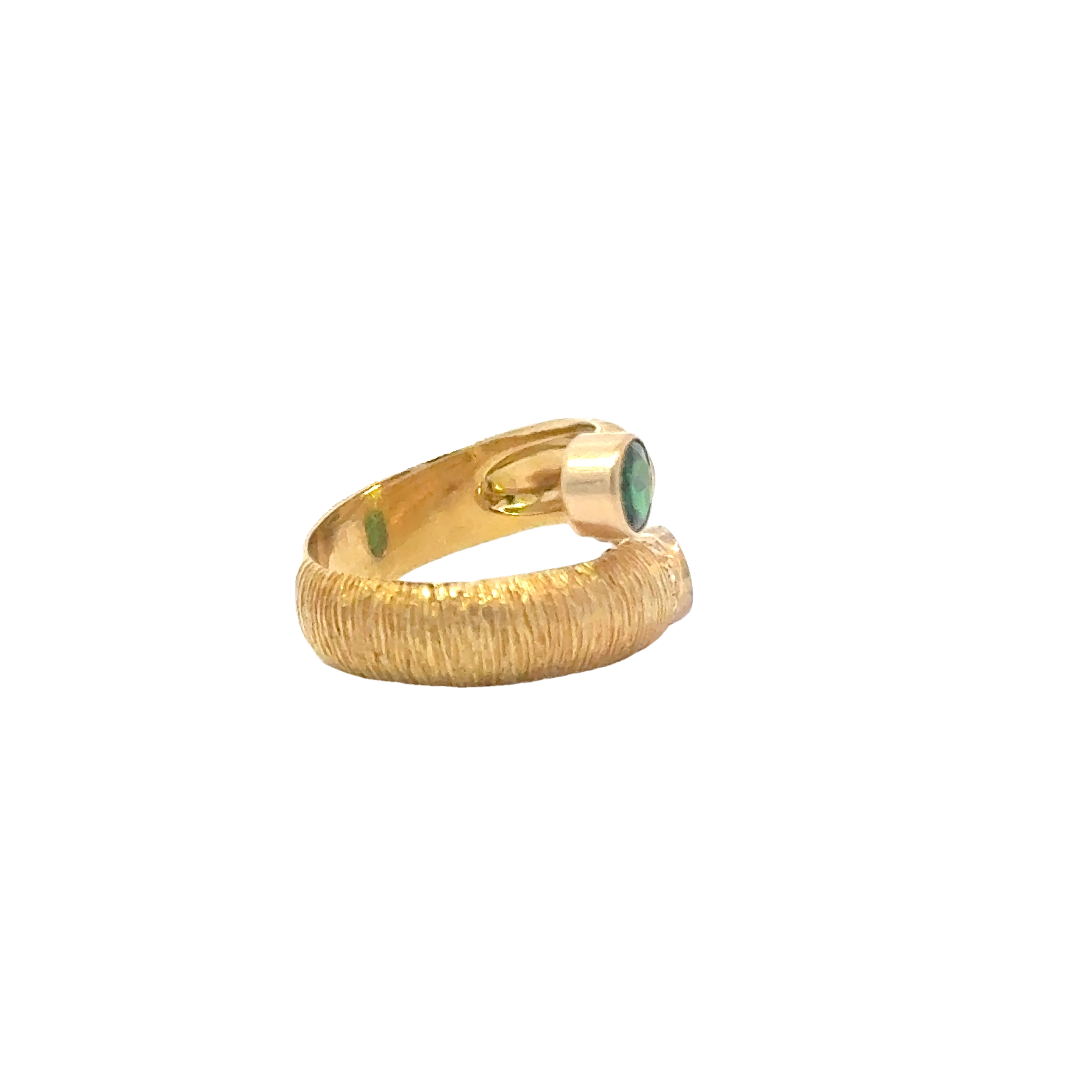 18 KARAT BYPASS TSAVORITE AND DIAMOND RING