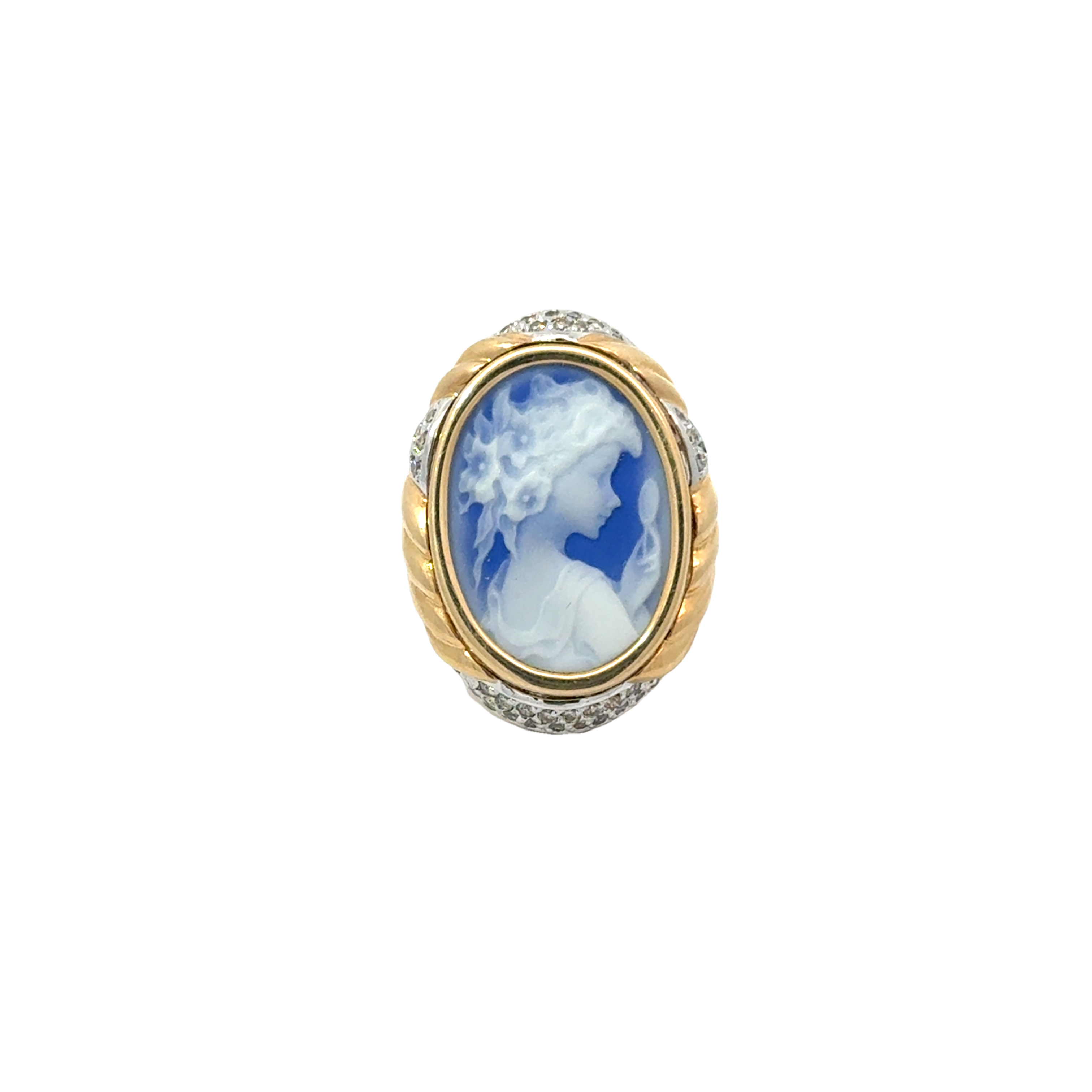 14 KARAT CAMEO AND DIAMOND RING