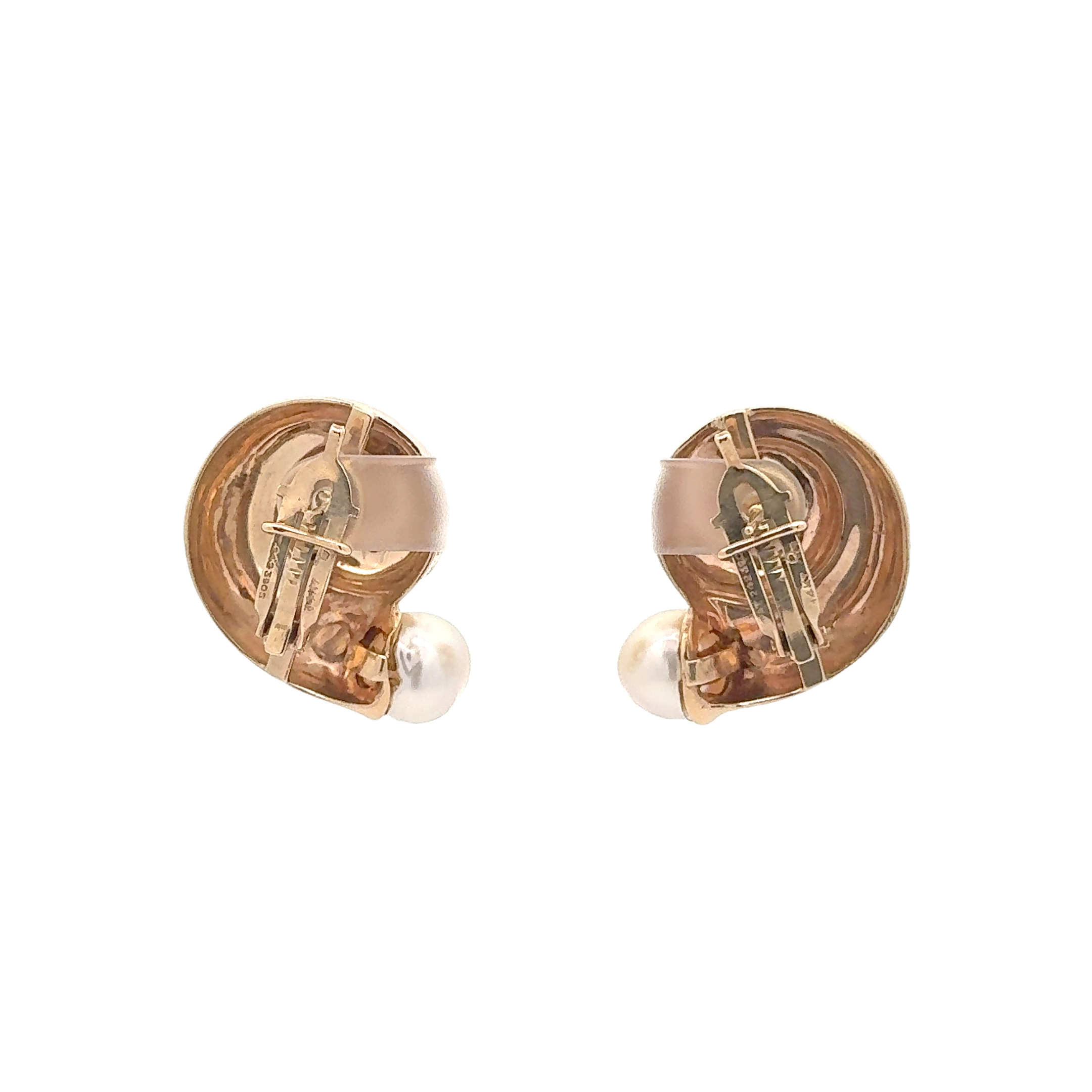 14 KARAT SEASHELL PEARL EARRINGS