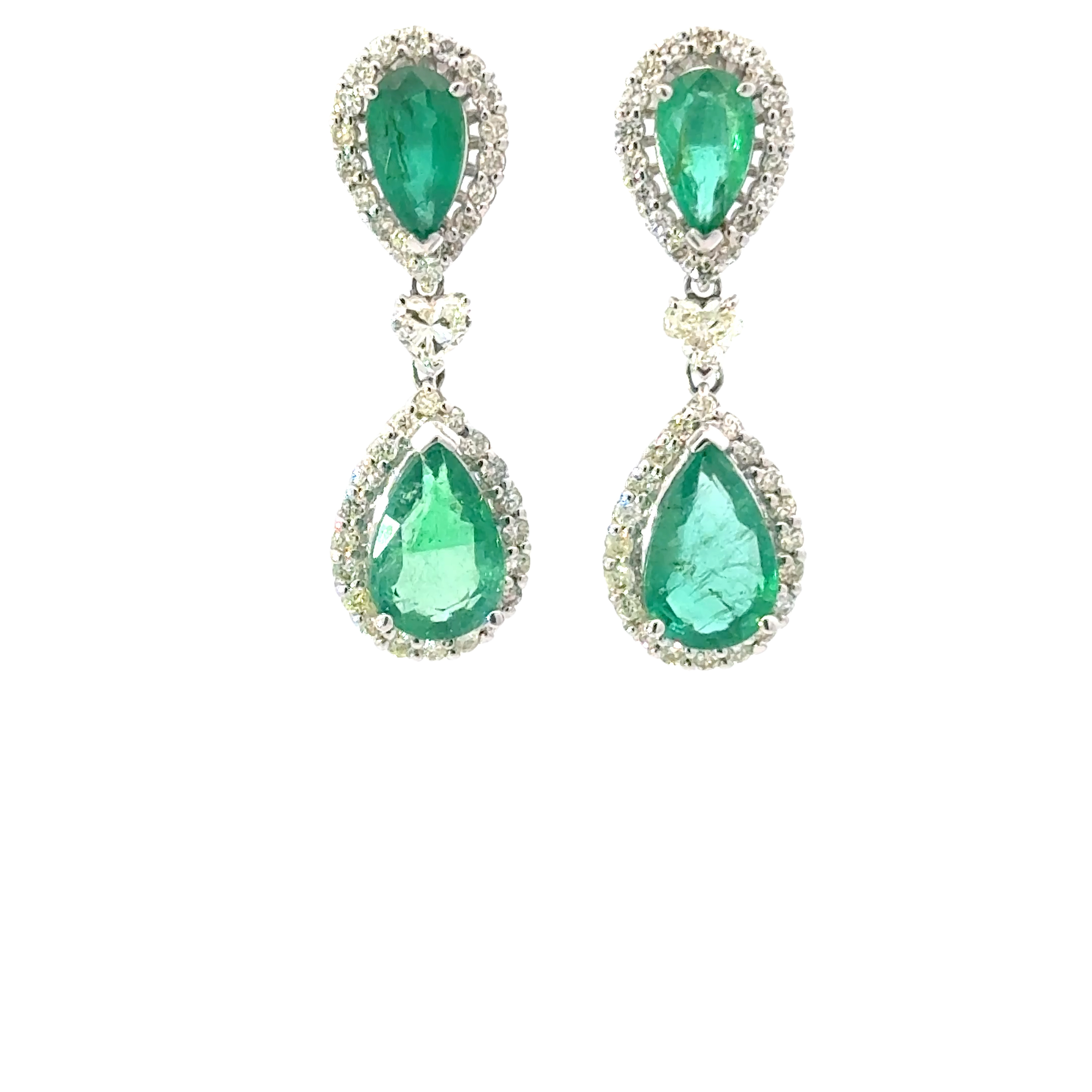 EMERALD AND DIAMOND DROP EARRINGS