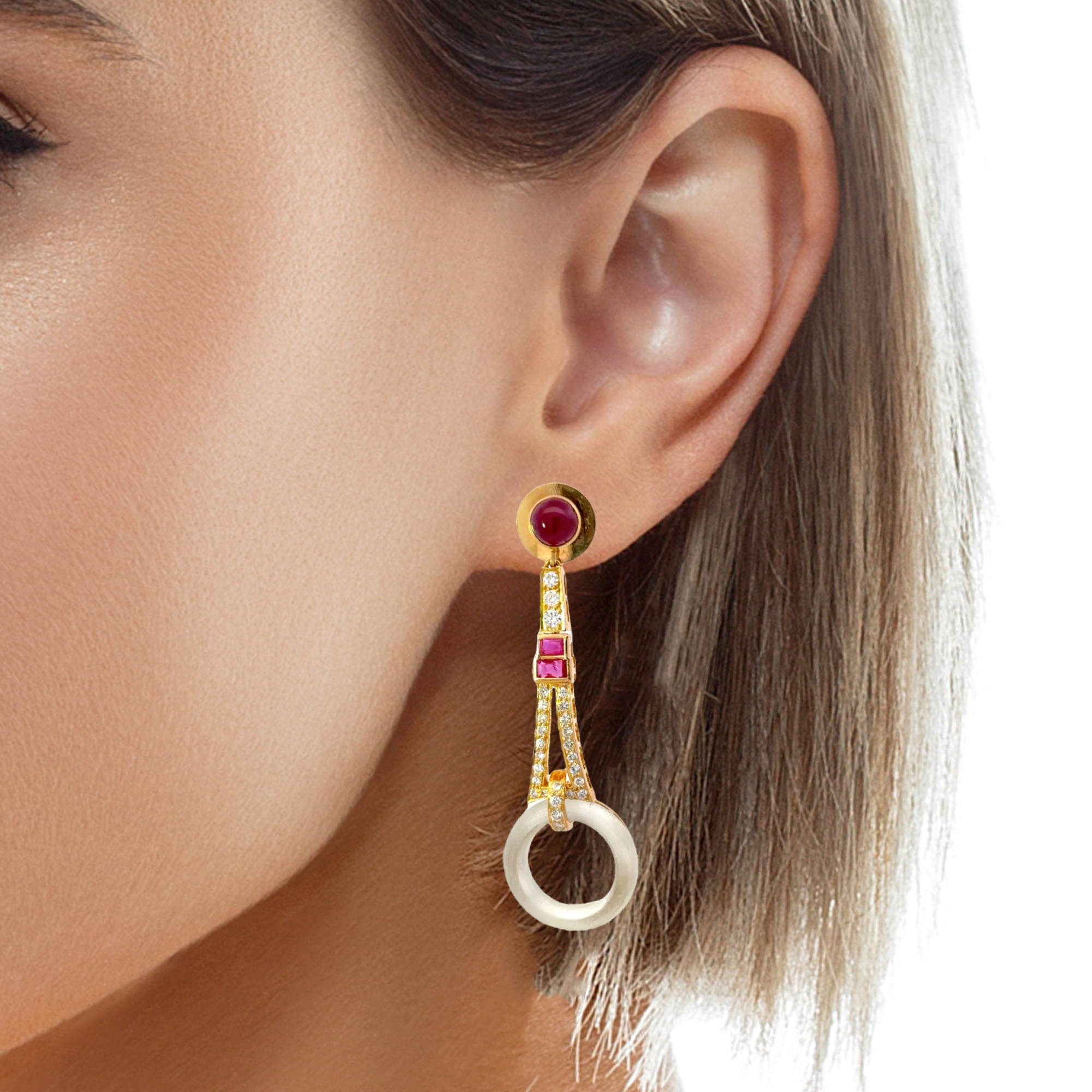18 KARAT DIAMOND AND RUBY EARRINGS