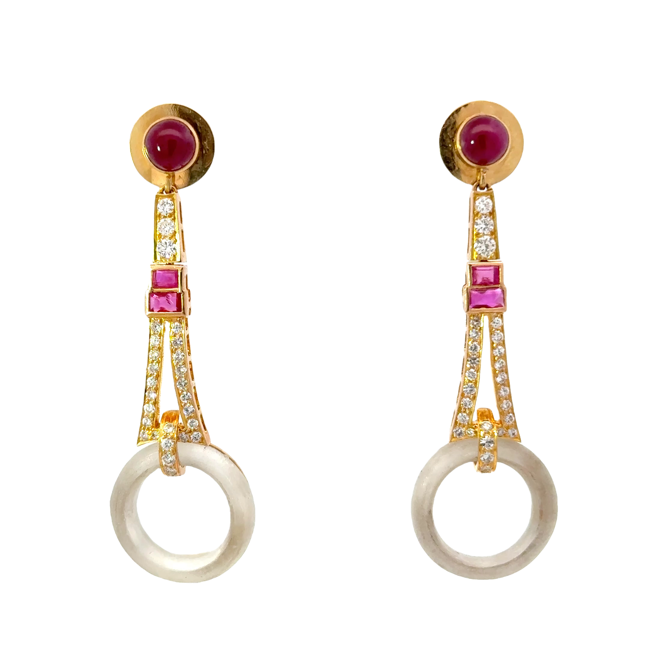 18 KARAT DIAMOND AND RUBY EARRINGS