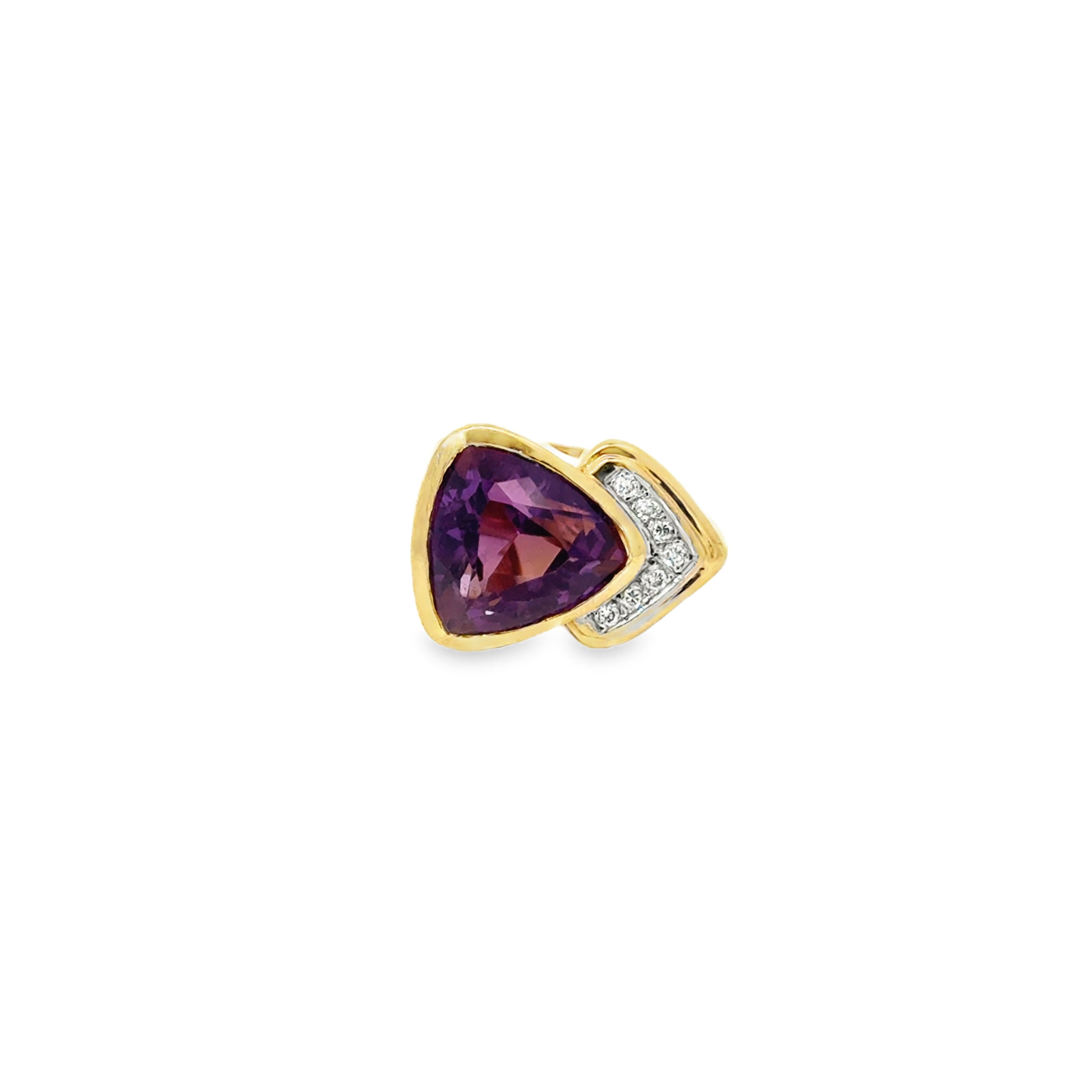 Estate 14 Karat Gold Amethyst and Diamond Ring