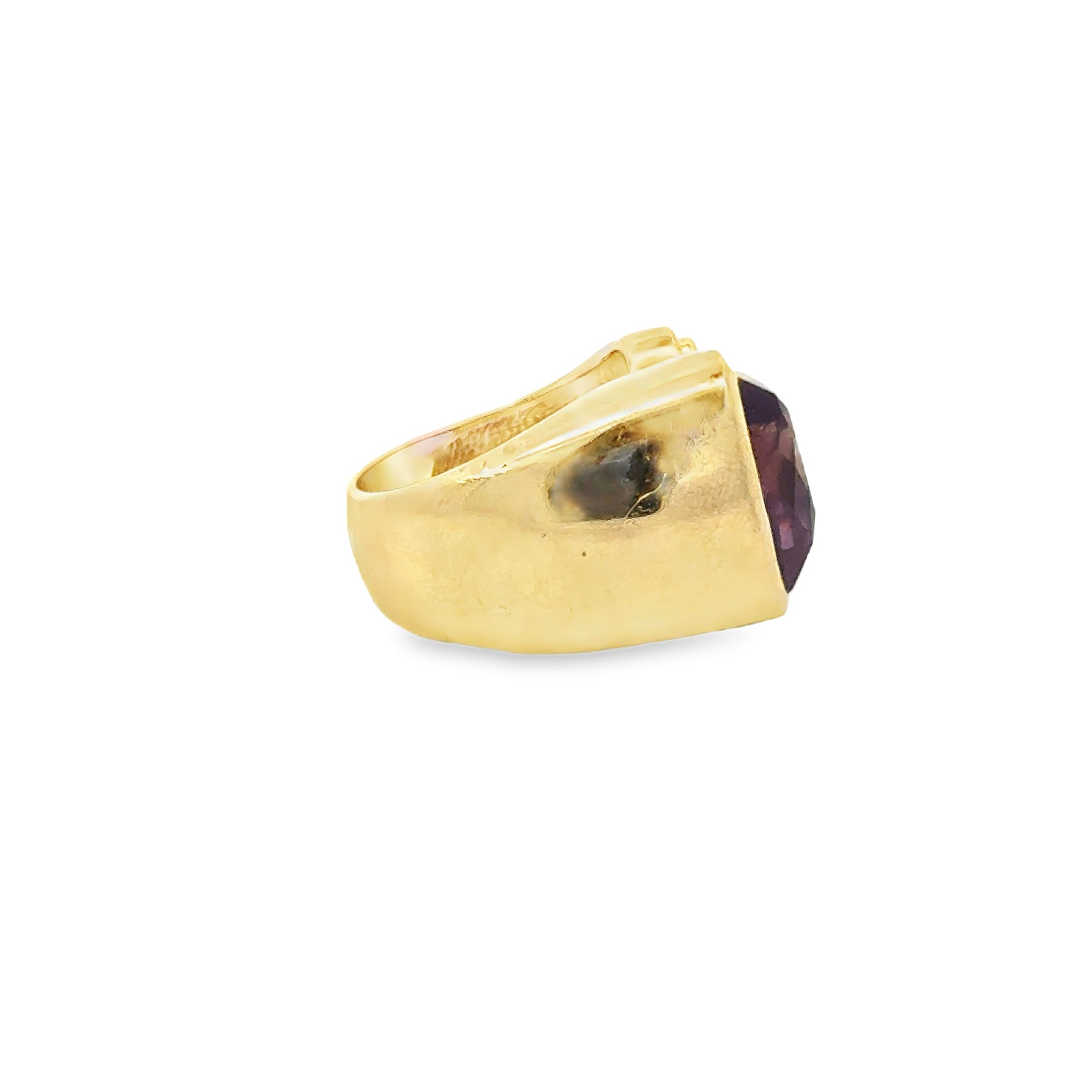Estate 14 Karat Gold Amethyst and Diamond Ring