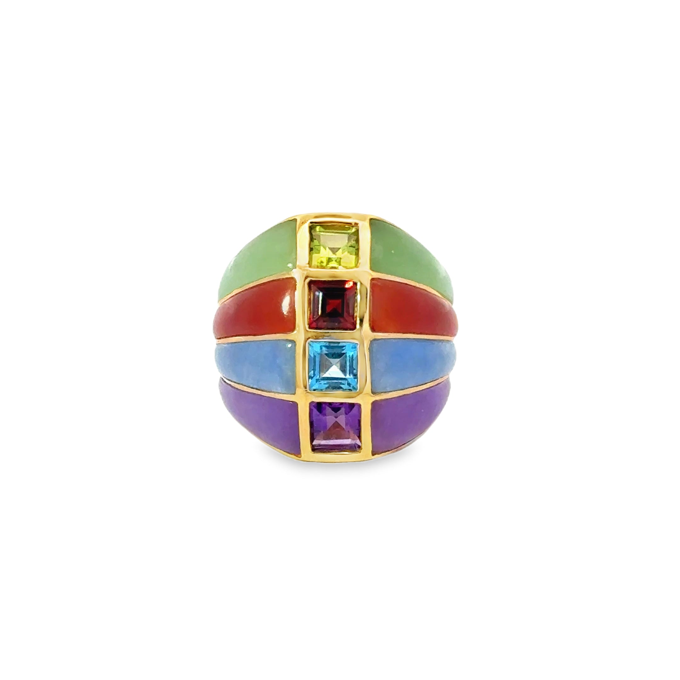 14 KARAT YELLOW GOLD RAINBOW GEM RING
