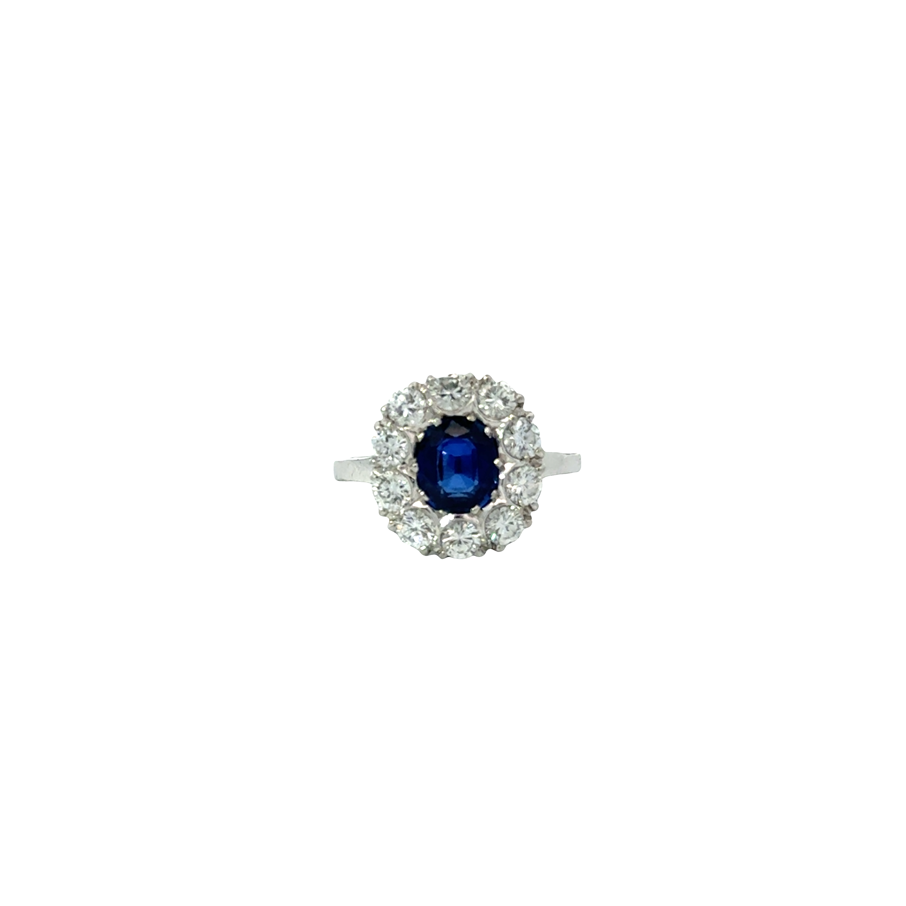 2.25 CARAT SAPPHIRE AND DIAMOND PLATINUM RING